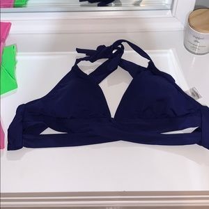 Navy wrap around halter bikini top